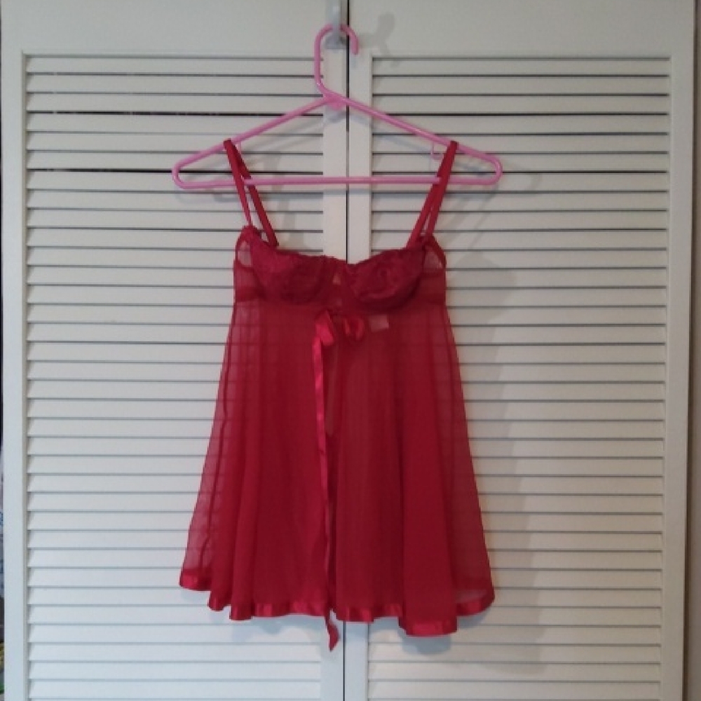 VTG RUBY Red Chemise Babydoll with Spaghetti Straps